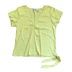 Extra Touch Yellow V Neck T Shirt Tee 2X